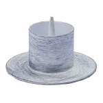 Kerzenständer aus weiß-silber lackiertem Metall 