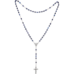 Rosenkranz mit blauen Perlmuttperlen Länge ca. 37 cm, Perlen oval, Ø 6 mm