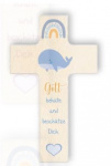 Kinderkreuz Wal "Gott behüte und beschütze dich" natur blau 