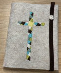 Gotteslobhülle Filz beige-meliert Mosaikkreuz 