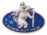 Autoplakette Christophorus oval "Komm gut heim" blau