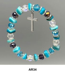 Armband Kristall + Steinchen türkis 