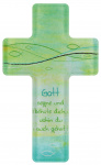 Kreuz aus Acryl "Gott segne und behüte dich", grün 