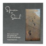 Schieferplatte "Spuren im Sand" mit Glaseinsatz 