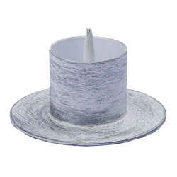 Kerzenständer aus weiß-silber lackiertem Metall 