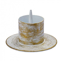Kerzenständer aus weiß-gold lackiertem Metall 