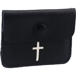 Rosenkranzetui mit Kreuz schwarz