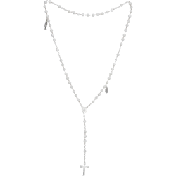Rosenkranz mit weißen Perlmuttperlen, Länge ca. 44 cm, Perlen rund, Ø 5 mm 