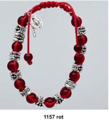 Armband geknüpft Glasperlen mit wundertätiger Medaille und Kreuz 