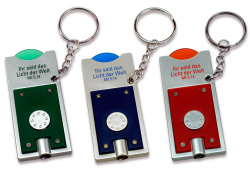 Schlüsselanhänger mit Einkaufswagenchip und Taschenlampe 