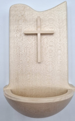 Weihwasserkessel mit Kreuz natur in Wellenform 