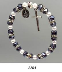Armband Kristall, Perlen + Steinchen amethystfarben 