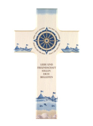 Kinderkreuz Kompass + Schiffe "Liebe und Freundschaft sollen dich begleiten" 