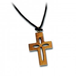 Halskette mit Kreuz-Anhänger aus Olivenholz 