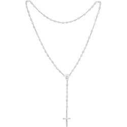 Rosenkranz mit weißen Perlmuttperlen Länge ca. 36 cm, Perlen oval, Ø 4 mm