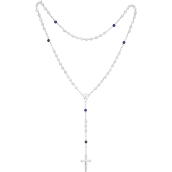 Rosenkranz mit weißen Perlmuttperlen Länge ca. 34 cm, Perlen rund, Ø 5 mm