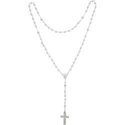 Rosenkranz mit weißen Wachsperlen Länge ca. 34 cm, Perlen rund, Ø 4 mm 