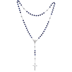 Rosenkranz mit blauen Perlmuttperlen Länge ca. 32 cm, Perlen rund, Ø 5 mm 