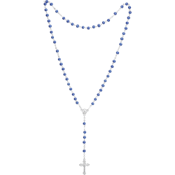 Rosenkranz mit blauen Wachsperlen Länge ca. 37 cm, Perlen rund, Ø 5 mm