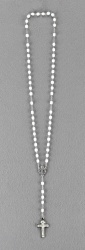 Rosenkranz mit weißen Glasschliffperlen Länge ca. 34 cm, Perlen oval, Ø 4 mm 