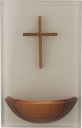 Weihwasserkessel mit Glasrücken Kreuz 