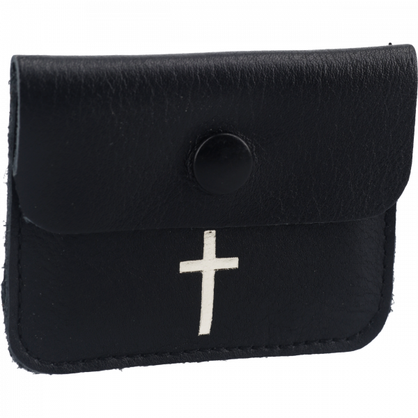 Rosenkranzetui mit Kreuz schwarz