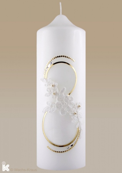 Hochzeitskerze mit Infinity-Symbol, gold 