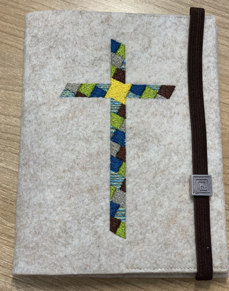 Gotteslobhülle Filz kamelhaar Mosaikkreuz 