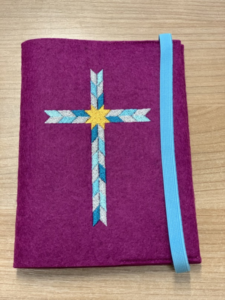 Gotteslobhülle Filz hortensie Rautenkreuz 