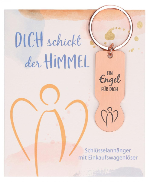 Schlüsselanhänger mit Einkaufswagenlöser Edelstahl rosévergoldet 
