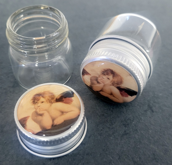 Rosenkranzdose aus Glas "Schutzengel" 