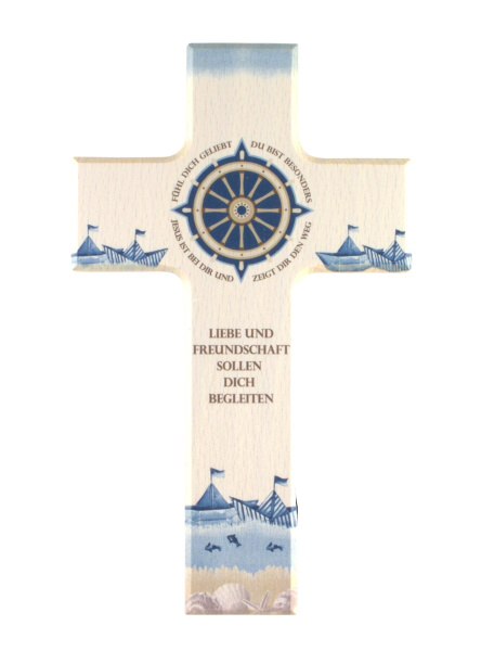 Kinderkreuz Kompass + Schiffe "Liebe und Freundschaft sollen dich begleiten" 
