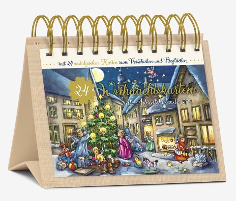 Tisch-Adventskalender mit 24 nostalgischen Postkarten 