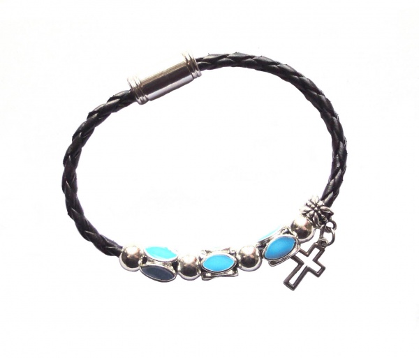 Armband geknüpft mit Kreuzanhänger + Magnetverschluss 