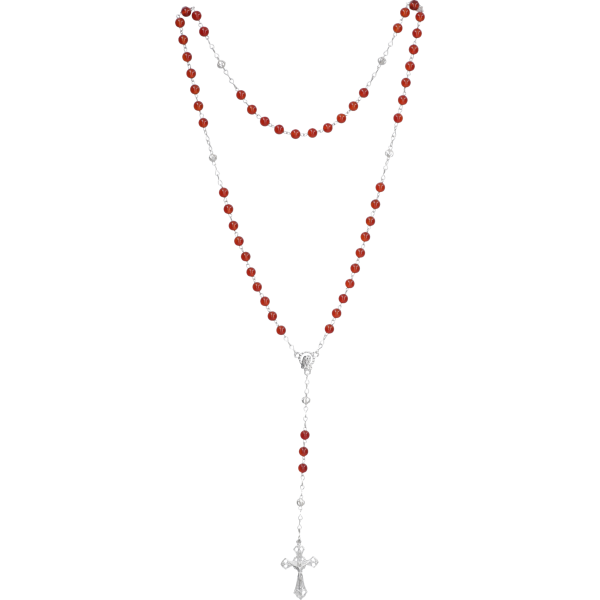 Rosenkranz mit Achat-Perlen Länge ca. 38 cm, Perlen rund, Ø 5 mm