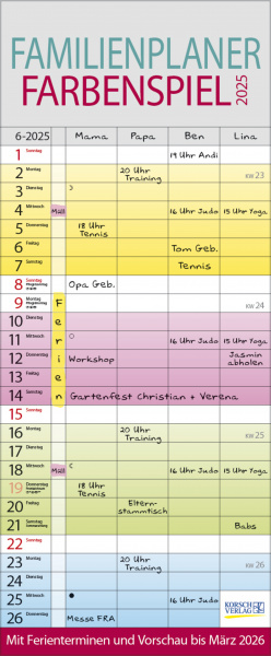 Farbenspiel 2025 Familienplaner 