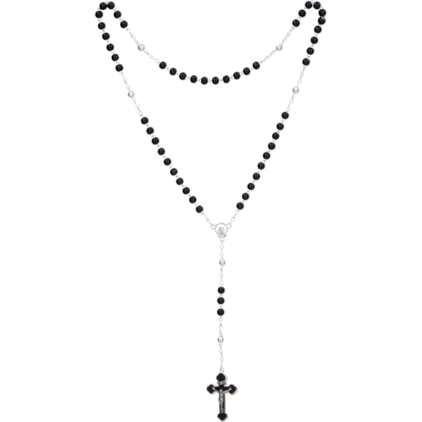 Rosenkranz mit schwarzen Holzperlen Länge ca. 36 cm, Perlen rund, Ø 5 mm