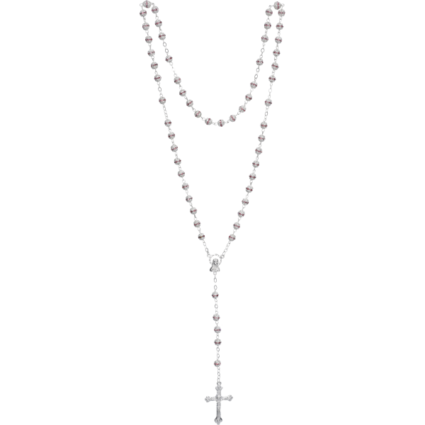 Rosenkranz mit bunten Kristallsteinchen Länge ca. 46 cm, Perlen rund, Ø 6 mm