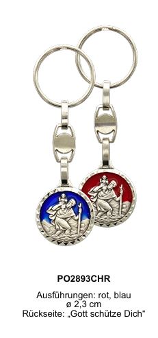Schlüsselanhänger Christophorus mit farbigem Hintergrund 