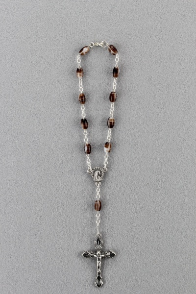Autorosenkranz mit braunen Glasperlen 