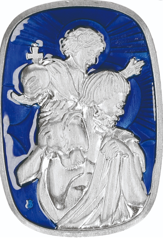 St. Peter Buchhandlung, Autoplakette Christophorus, blau