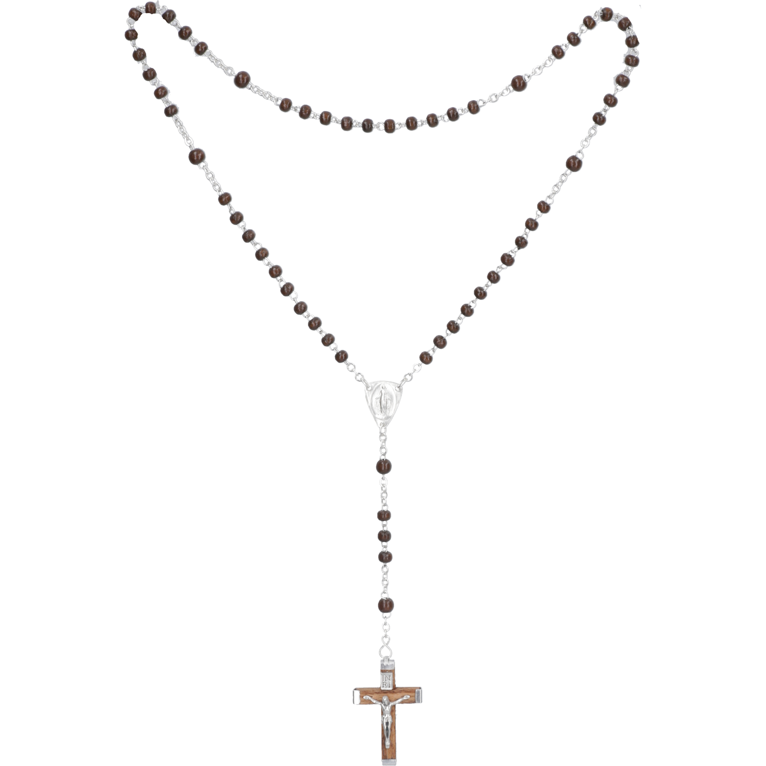 St. Peter Buchhandlung, Rosenkranz mit braunen Holzperlen Länge ca. 32 cm,  Perlen rund, Ø 5 mm
